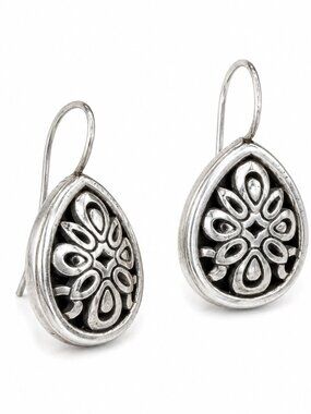 Brighton Silver Tone Teardrop Openwork Earrings